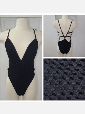 Yandy Black Fishnet 1-piece Monokini Swimsuit Sz XL NWT